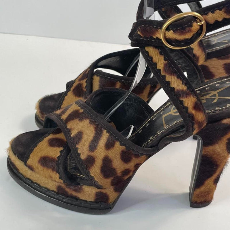 Stunning Beautiful Leopard Hairy Leather Yvest Saint Laurent Designers (ds) Platform Pumps