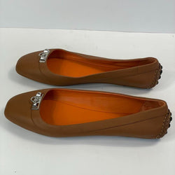 Beautiful Stunning Authentic Hermes Designers (ds) Tan leather Brand New Moccasin Flats.