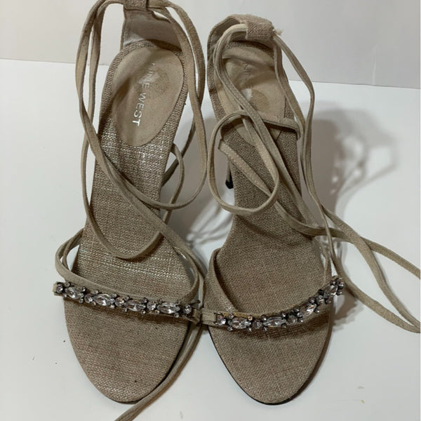 Beautiful Vintage Party Linen Stripes Heels Sandals By Nine West