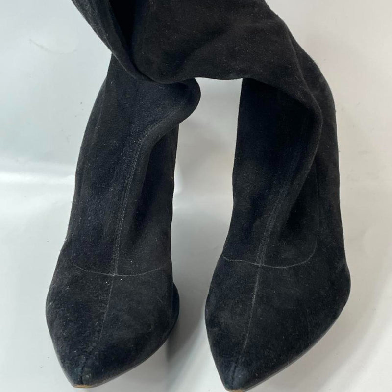 Stunning Beautiful 90s 100 Leather Suede Noire Designers(DS) Boots By Sergio Rossi (S 39)