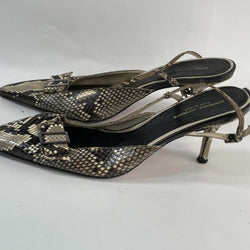 Beautiful Stunning Snakeskin 100% Leather Designers (ds) Adrienne Vittadinni Slickback Pumps