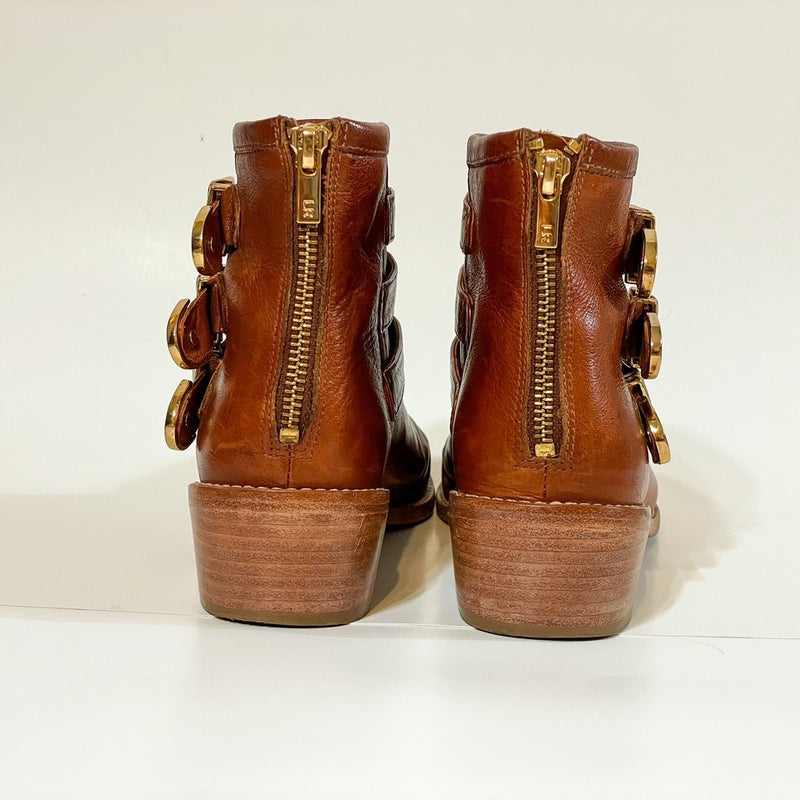 1990s Jaw Dropping Brown Vintage 100% leather Designers (ds) Loeffler Randall Bootie Boots (S 7.5)