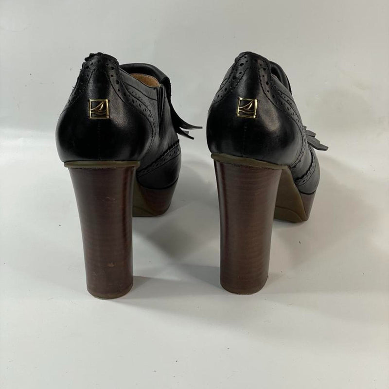 Beautiful Stunning Y2k Vtg Brown leather upper Chunky Platform Pumps by Sperry. (S5.5)