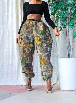 Timber Print Khaki High Waist Cargo Pant (S-L)