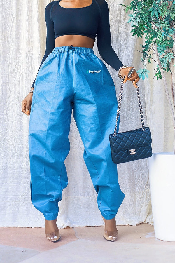 Vintage Winter Waterproof Blue High Waist Pants (S-L)