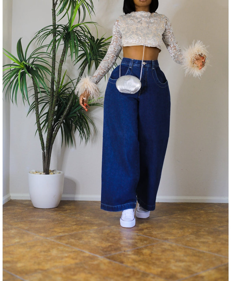 90s Rare JNCO Los Angeles High Waist Baggy Wide Leg Boyfriend Denim Jean Pants