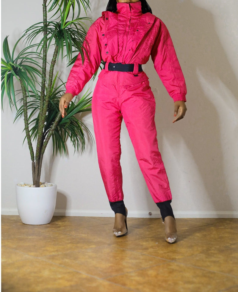 Vintage Pink Ski Jumpsuit (S-l)