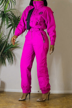 Vintage Rare-Find Tyrolla Skiwear Jaw Dropping Puffy Hot Pink Winter Skiwear jumpsuit ( S-M)