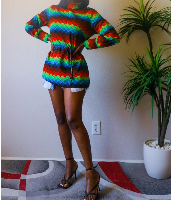 Colorful Striped mini dress. (S-M)