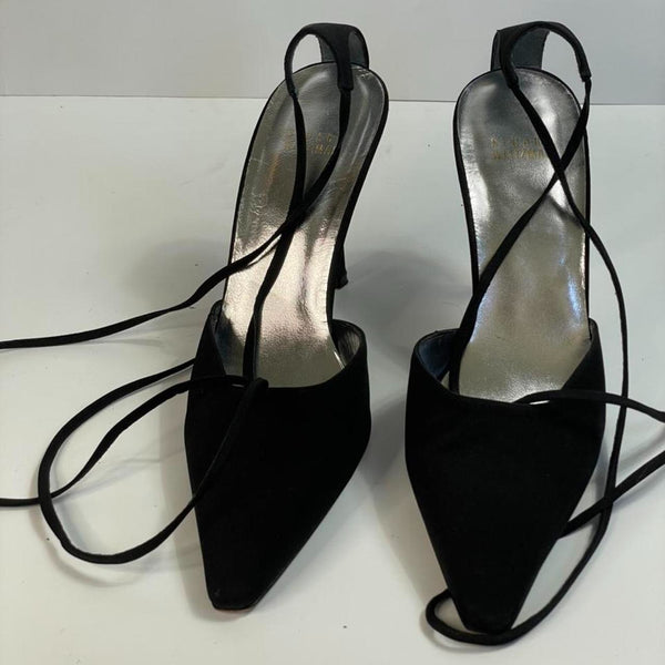 Beautiful Stunning Y2k Vintage Leather Stuart Wietzman Designers (ds) Tripes Wrap Around heels