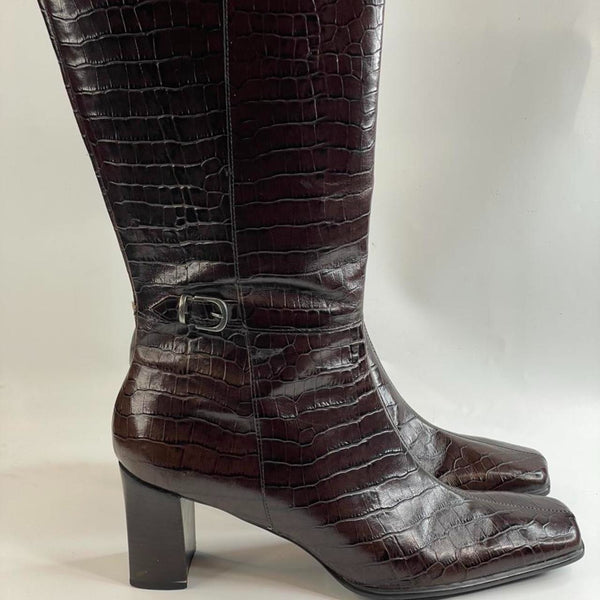 Stunning Beautiful Y2k 100% Leather Brown Boots By Michelle. D