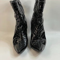 Beautiful Stunning Stuart Wietzman Designers Shiny Leather Kitten Heels Boots (39.5)