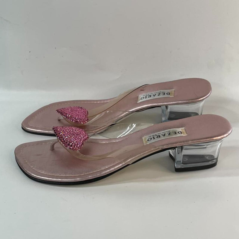 Stunning Beautiful 90s Made in USA Rubber/Leather Love Valentines Sandals Slide By Dezario (S 8)