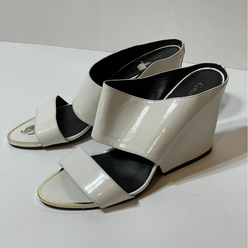 Calvin Klein Beautiful White Slide Heels Sanders