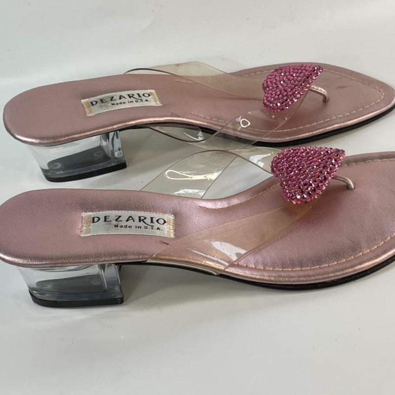 Stunning Beautiful 90s Made in USA Rubber/Leather Love Valentines Sandals Slide By Dezario (S 8)