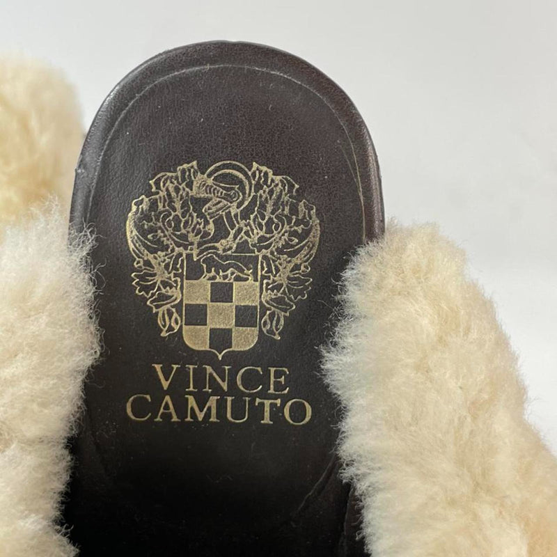 Beautiful Stunning Y2k Vtg Brown Leather upper Chunky Platform Fur Lace-up Mules Slide Sandals by Vince Camuto. (S8.5)