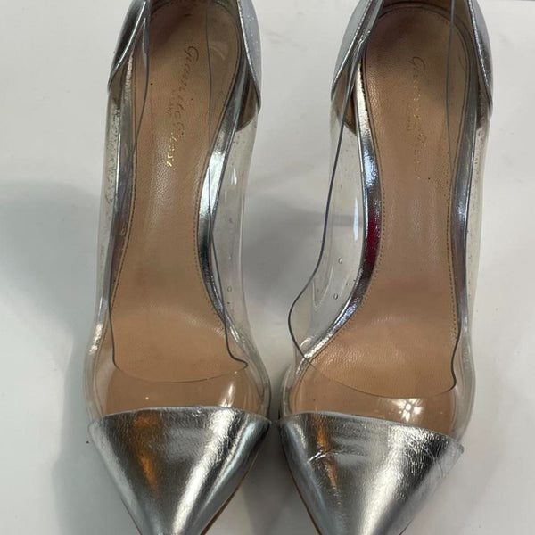 Stunning Beautiful Popular Gianvito Designers (ds) Silver See Through Heels Pumps