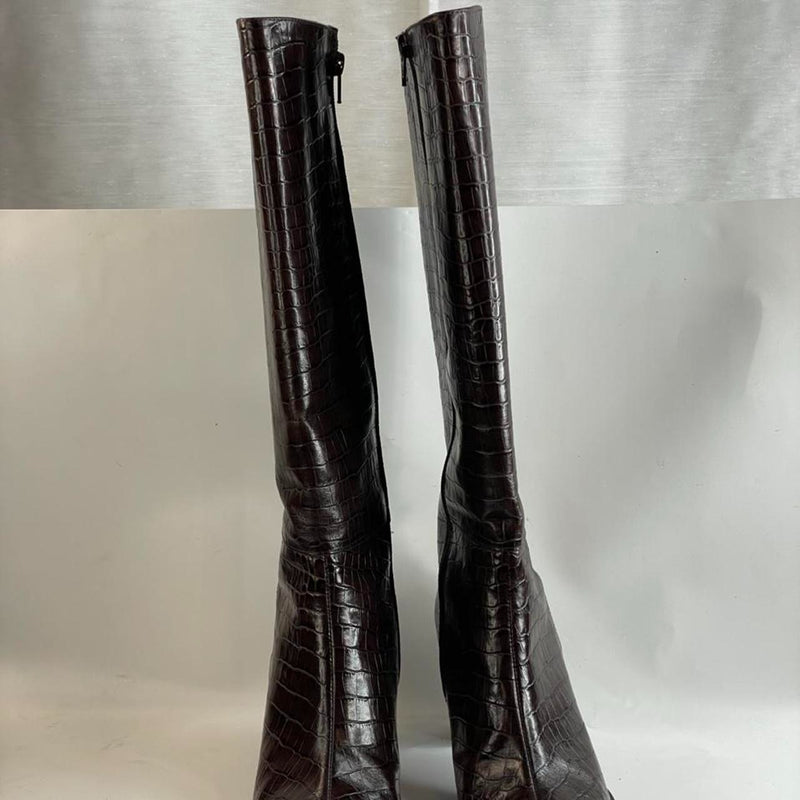 Stunning Beautiful Y2k 100% Leather Brown Boots By Michelle. D