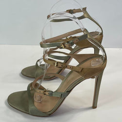 Stunning Beautiful Popular Gianvito Rossi Designers (ds) Olive Stripes Heels Sandals