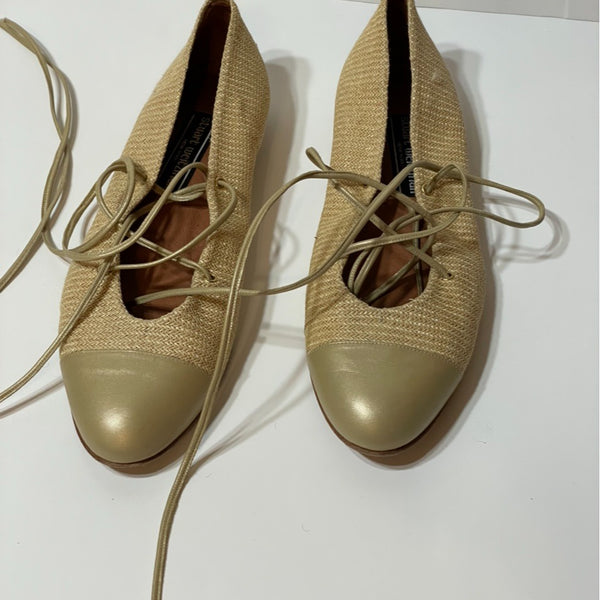 Gorgeous Vintage Rare-Find Stuart Wietzman Designer (ds) Straw Stripes Ballet Flats