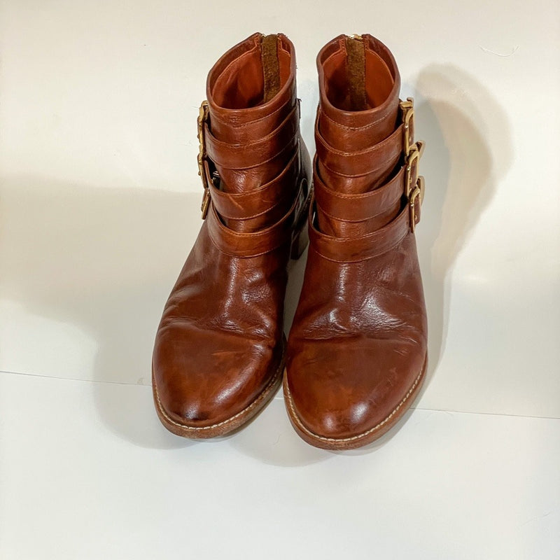 1990s Jaw Dropping Brown Vintage 100% leather Designers (ds) Loeffler Randall Bootie Boots (S 7.5)