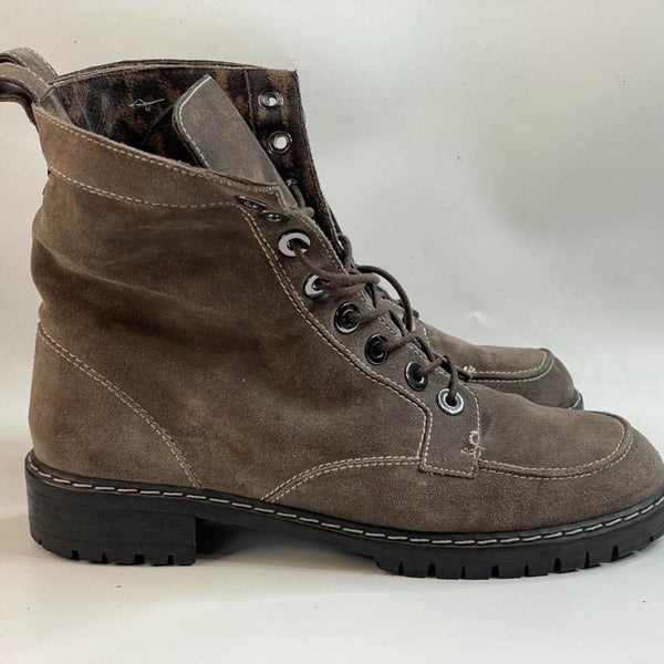 Beautiful Stunning Stuart Wietzman Designers Leather Suede Brown Chunky Laced-up Boots (39)