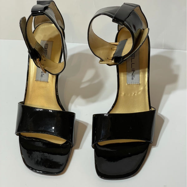 Gorgeous Vintage Bellina Shiny Black Leather Sandals