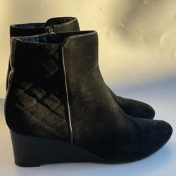 Beautiful Stunning 100 Leather Suede Designer (ds) Platform Ankle Noire Chelsea Boots By Aquatalia! (S 10)