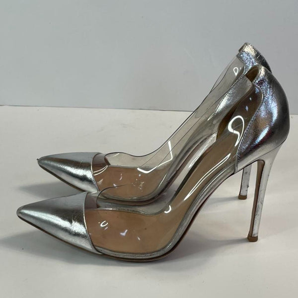 Stunning Beautiful Popular Gianvito Designers (ds) Silver See Through Heels Pumps