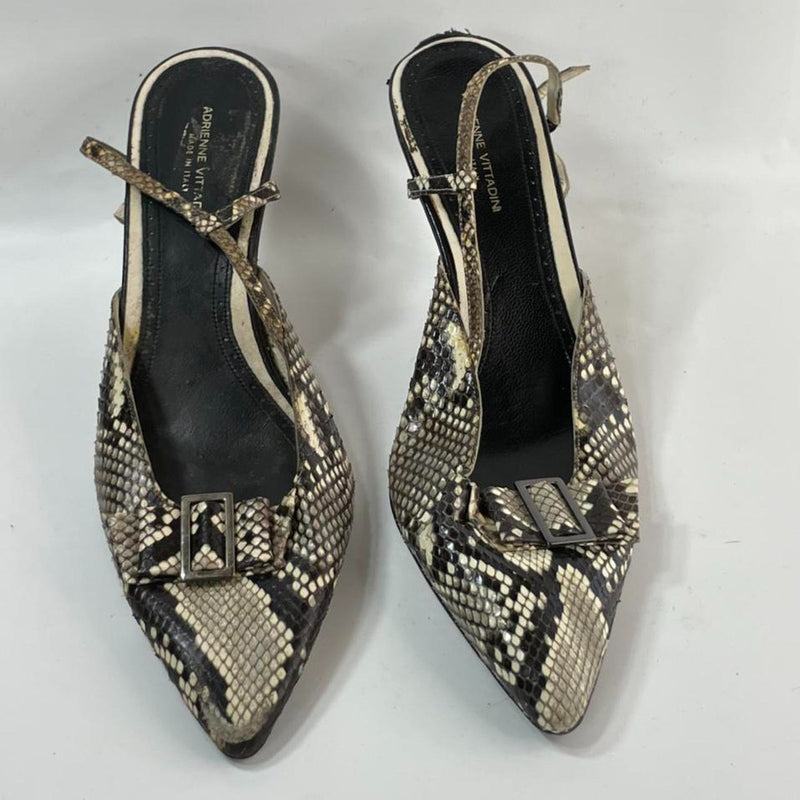 Beautiful Stunning Snakeskin 100% Leather Designers (ds) Adrienne Vittadinni Slickback Pumps