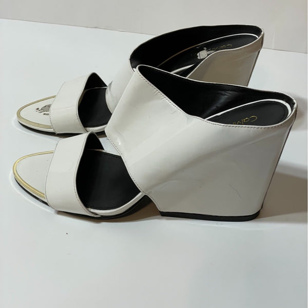 Calvin Klein Beautiful White Slide Heels Sandals