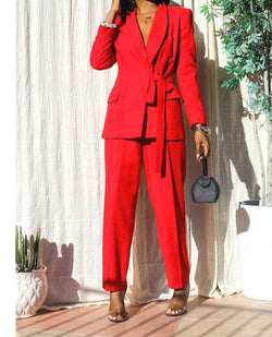 Vintage Elegant Belted Two Piece Suit (S-L)