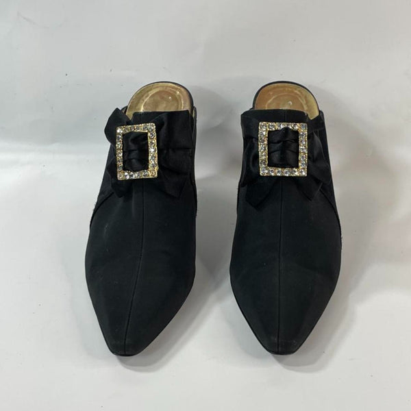 Beautiful Stunning Vintage Rare-fine Hand crafted Larry Steward Leather Mules With Gold Silver Pendant.