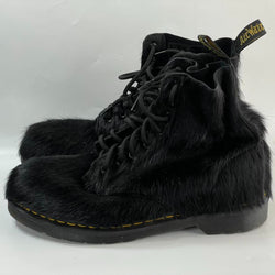 Beautiful Y2k Vintage 100% Fur Hairy Leather Noir Dr Martens Boot.