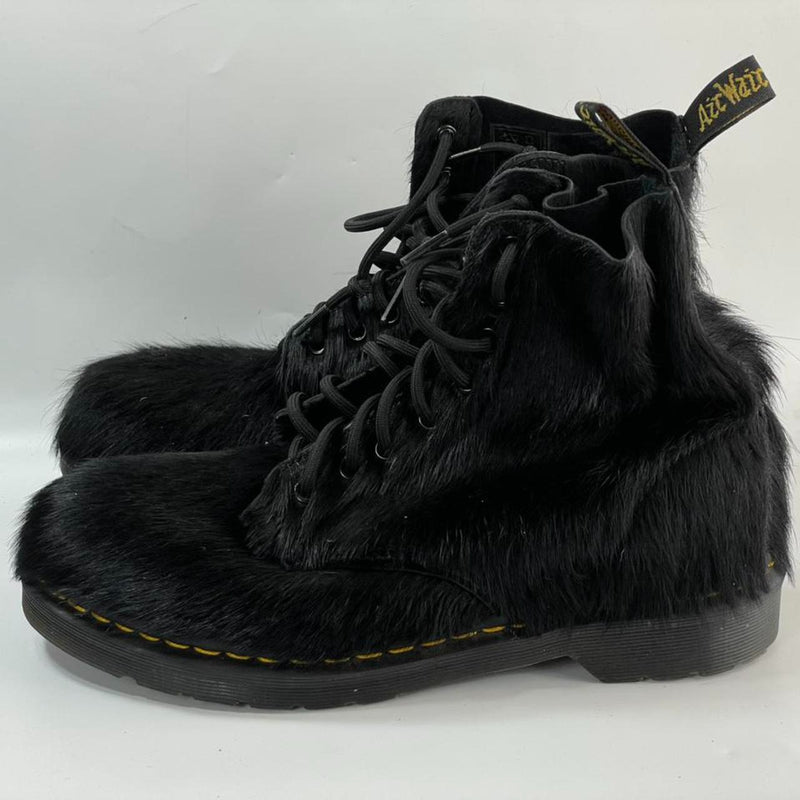 Beautiful Y2k Vintage 100% Fur Hairy Leather Noir Dr Martens Boot.