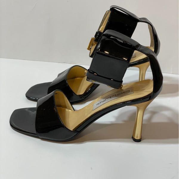 Gorgeous Vintage Bellina Shiny Black Leather Sandals