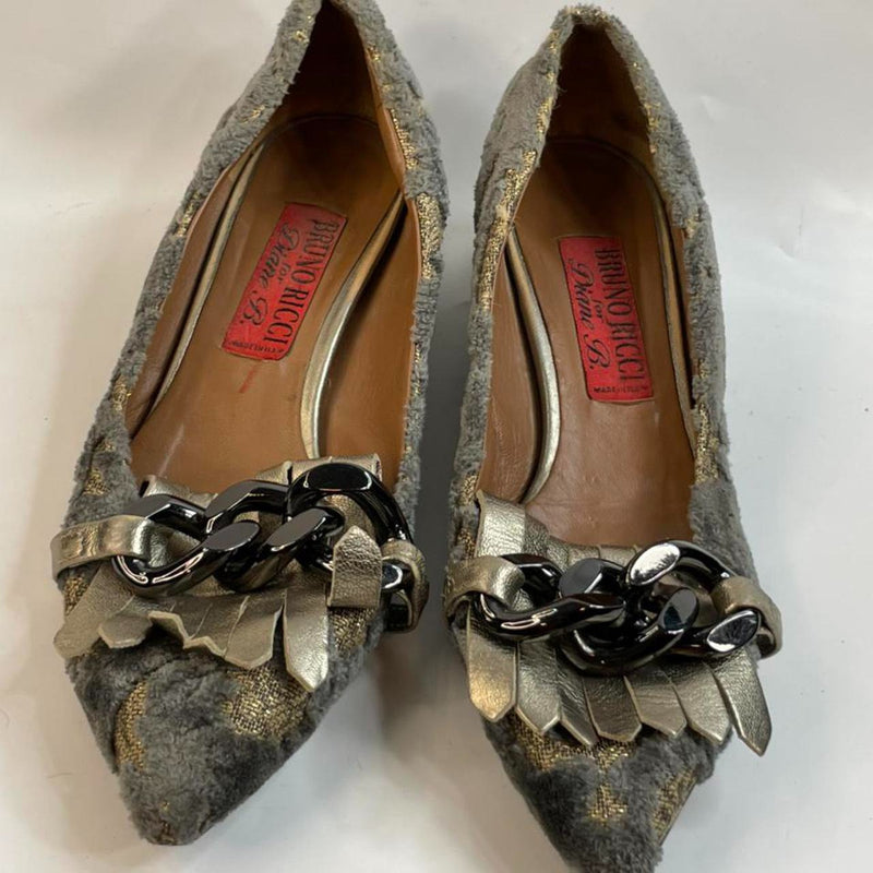 Beautiful Stunning Vintage Italian Bruno Ricci Leather Pumps Sandals ( 37)