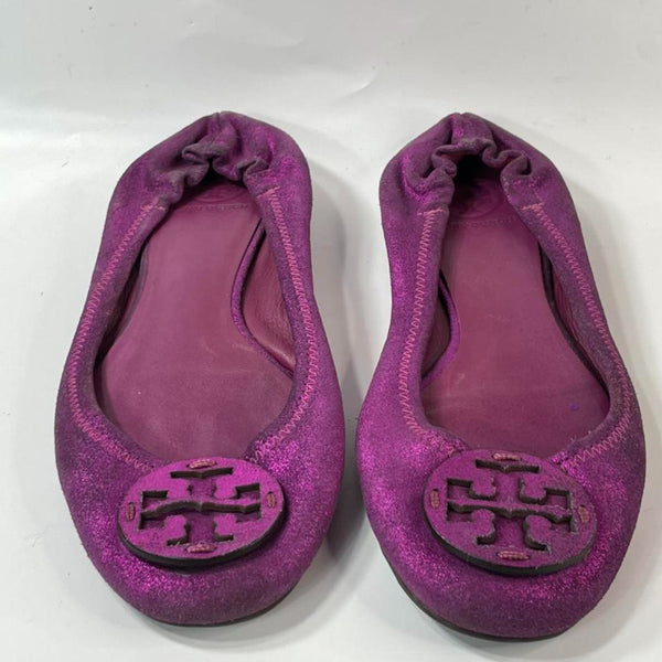 Beautiful Stunning 90s VTG Purple 100% leather Designers (DS) Flats by Tory Burch . (S10)