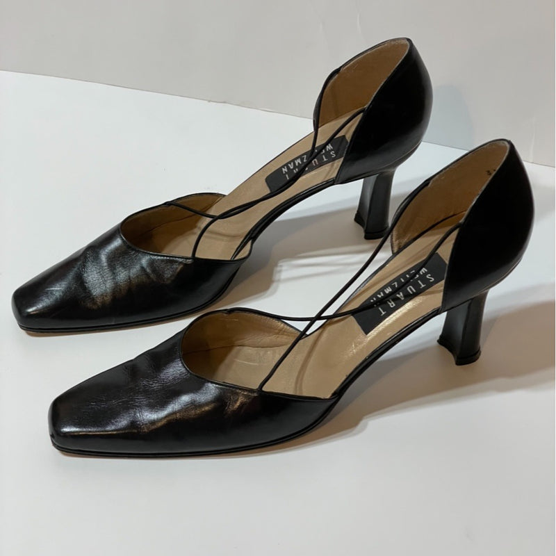 Beautiful Vintage Stuart Wietzman Designers (ds)  Noir Stripe Heels