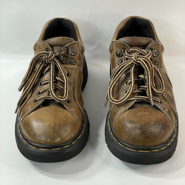 Beautiful Stunning Y2k Vtg Brown 100% leather Designers (DS) Chunky Platform Lace-up Shoes By Dr Martens. (S7)