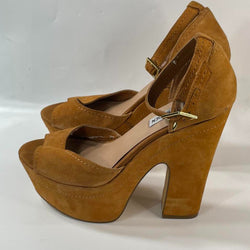 Beautiful Stunning Y2k Vtg Brown 100% leather Platform Sandals By Steve Madden. (S 8.5)