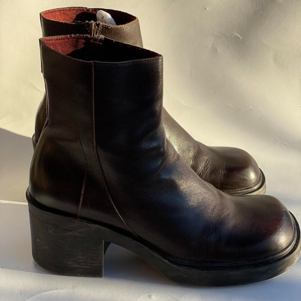 Beautiful Stunning Rare-fined Y2K Vintage 100% Leather Platform Chunky Cloud 9 Vanessa Boots By Nine West! (S 9)