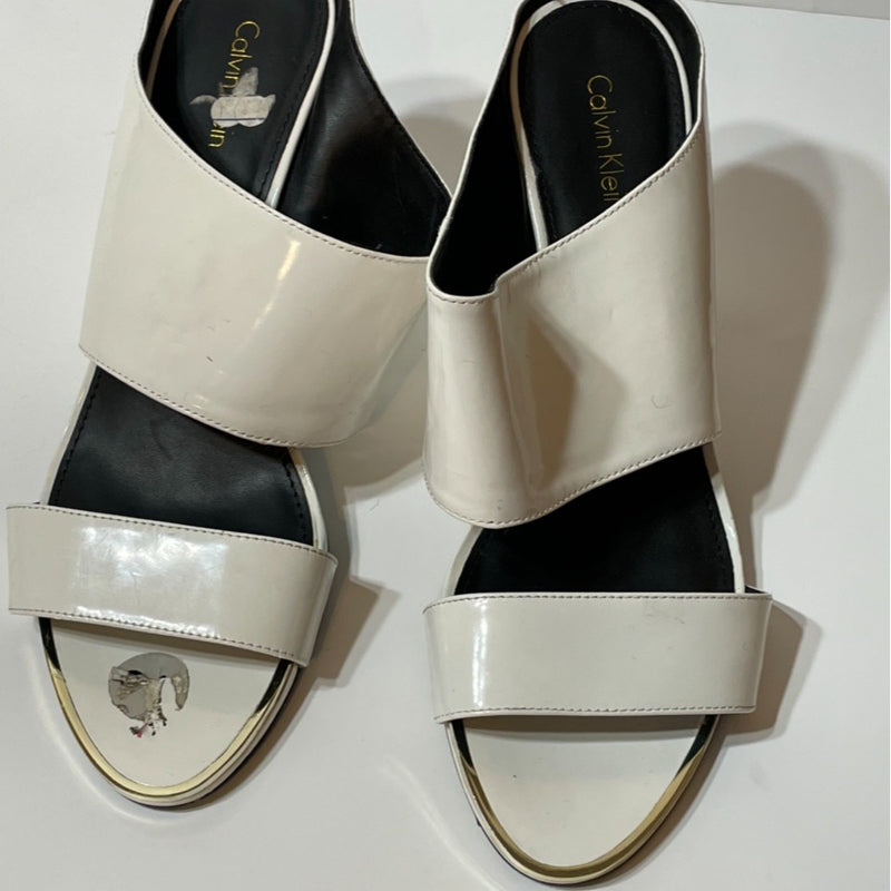 Calvin Klein Beautiful White Slide Heels Sandals