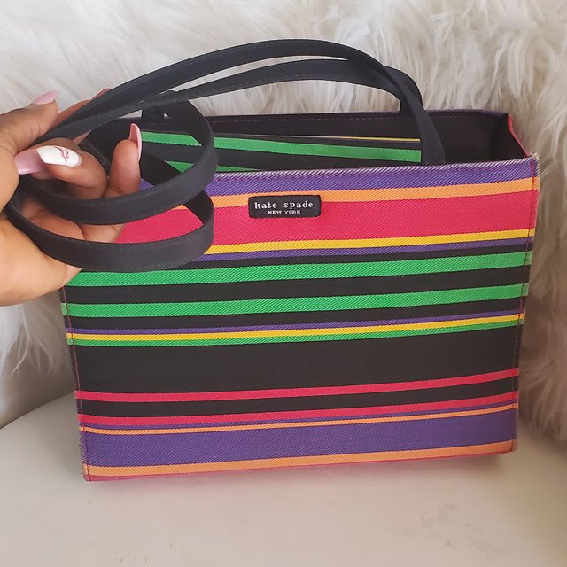 Kate spade colorful striped on sale purse