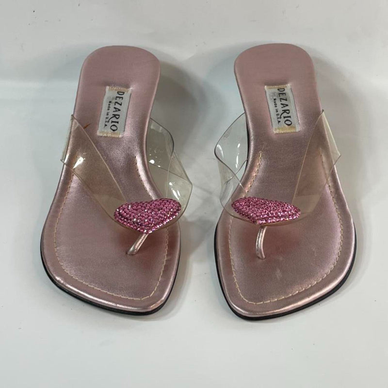 Stunning Beautiful 90s Made in USA Rubber/Leather Love Valentines Sandals Slide By Dezario (S 8)