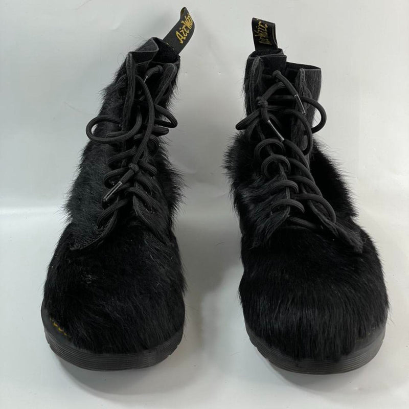 Beautiful Y2k Vintage 100% Fur Hairy Leather Noir Dr Martens Boot.