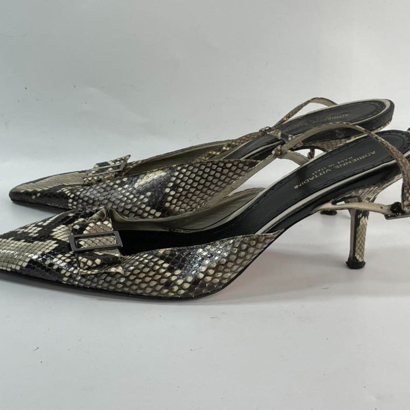 Beautiful Stunning Snakeskin 100% Leather Designers (ds) Adrienne Vittadinni Slickback Pumps