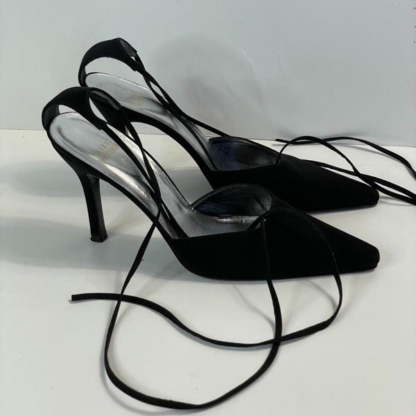 Beautiful Stunning Y2k Vintage Leather Stuart Wietzman Designers (ds) Tripes Wrap Around heels