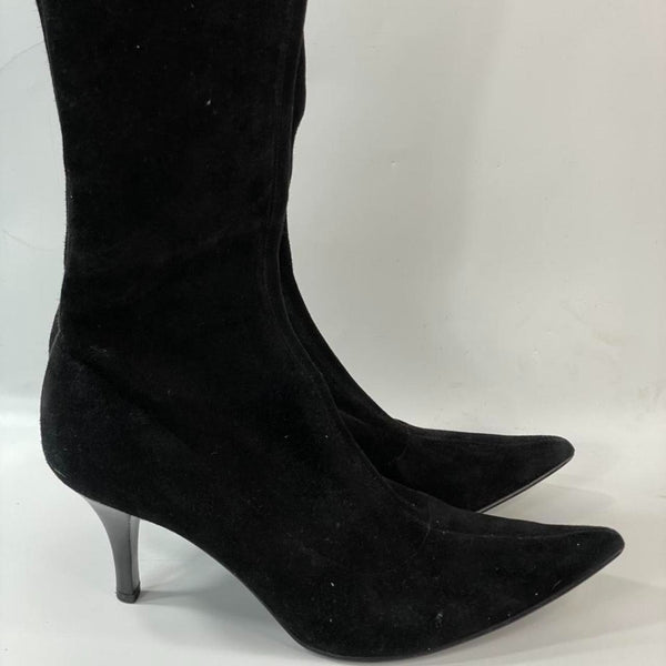 Stunning Beautiful 90s 100 Leather Suede Noire Designers(DS) Boots By Sergio Rossi (S 39)