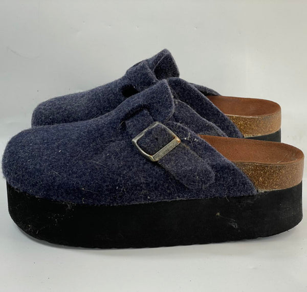 Beautiful Y2K vintage Fur sixtyseven  blue black platform mules slides